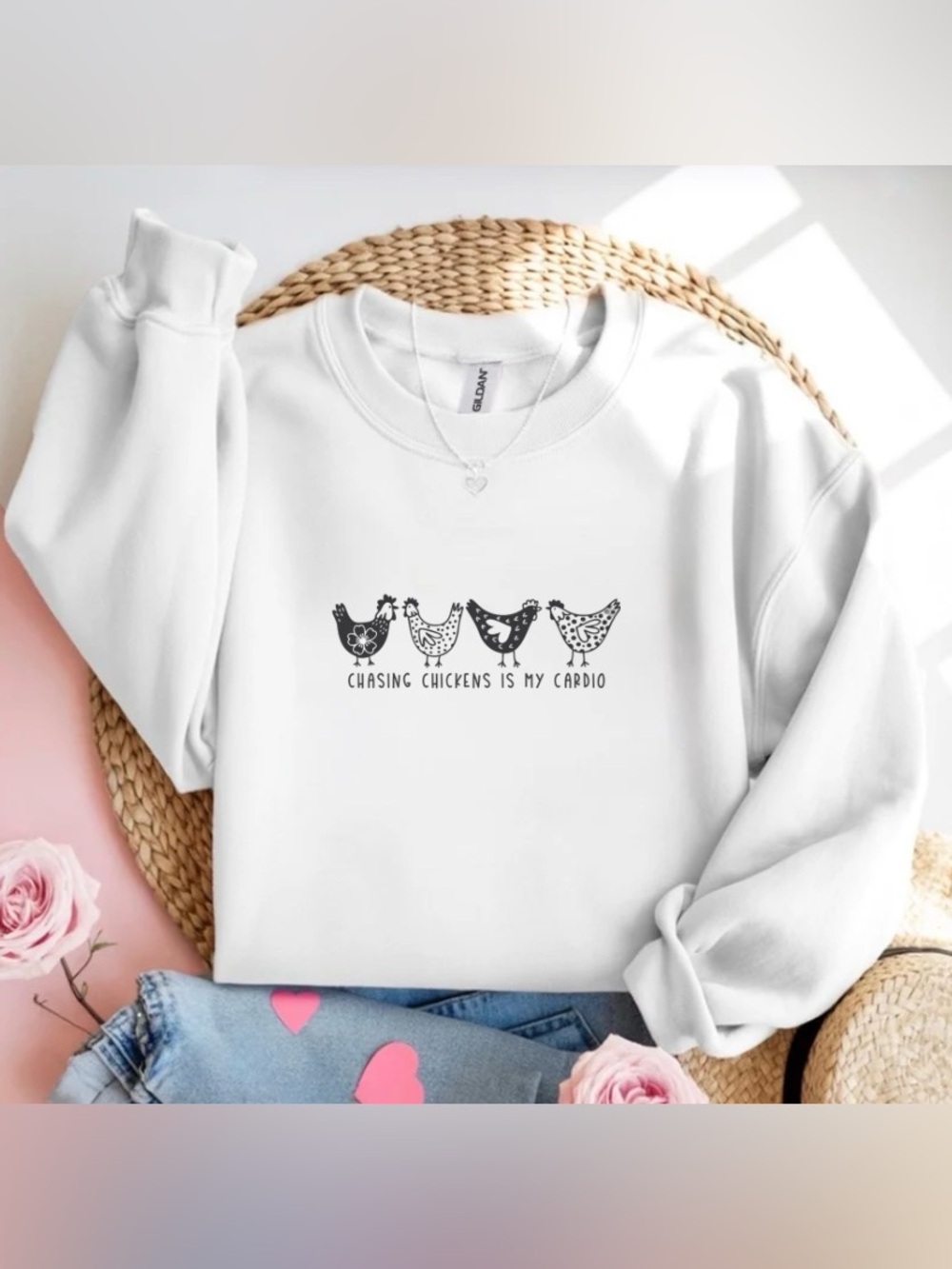 Chicken Shirt Funny Farm Sweatshirt Chasing Chickens Is My Cardio